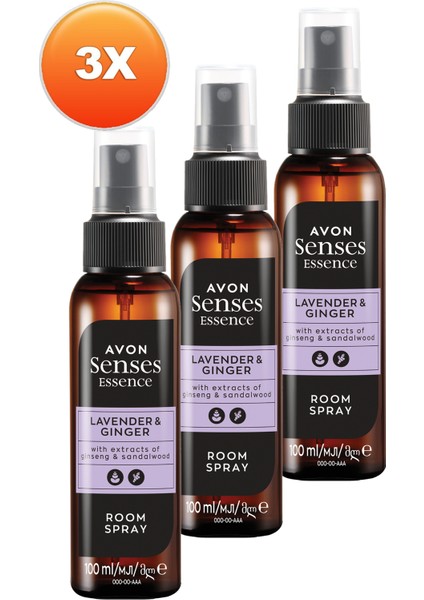 Senses Essence Lavender & Ginger Lavanta ve Zencefil Kokulu Oda Spreyi 100 Ml. Üçlü Set fiyatları