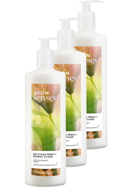 Senses Delicate Moment Elma ve Müge Kokulu Krem Duş Jeli 720 ml Üçlü Set