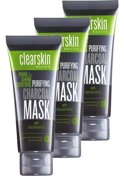 Clearskin Pore Shine Kömür Maske Üçlü Set 75 ml