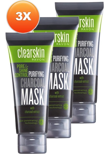 Clearskin Pore Shine Kömür Maske Üçlü Set 75 ml