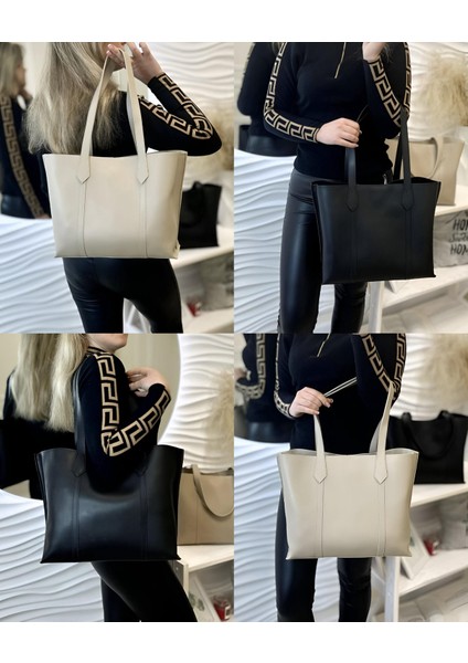 Siyah Büyük Fermuarlı Çıt Çıt Kapatmalı Suni Deri Omuz Çantası indirimleri