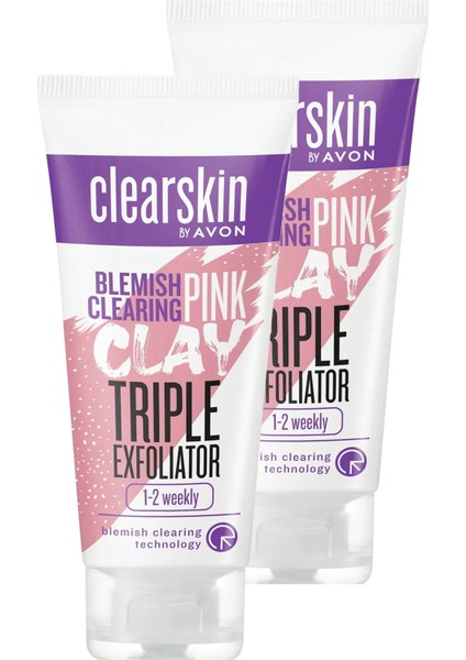 Clearskin Leke Karşıtı 3'ü 1 Arada Pembe Kil Scrub İkili Set 75 ml