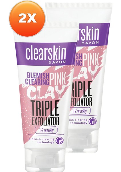 Clearskin Leke Karşıtı 3'ü 1 Arada Pembe Kil Scrub İkili Set 75 ml