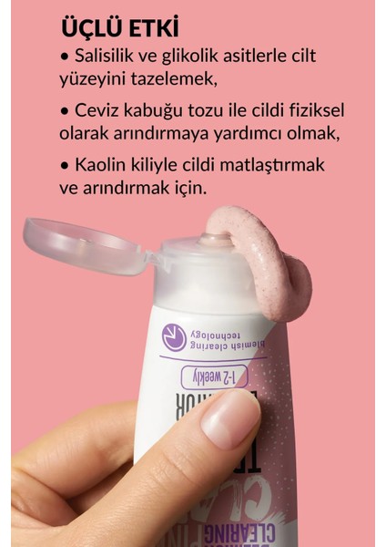 Clearskin Leke Karşıtı 3'ü 1 Arada Pembe Kil Scrub İkili Set 75 ml