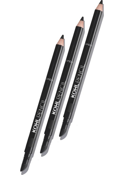 Kohl Sünger Uçlu Suya Dayanıklı Göz Kalemi True Black Üçlü Set