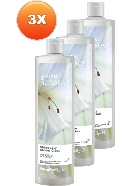 Senses White Lily beyaz Zambak Kokulu Duş Jeli 500 Ml. Üçlü Set fiyatları
