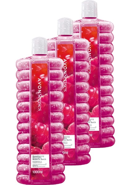 Senses Raspberry Delight Ahududu ve Frenk Üzümü Kokulu Banyo Köpüğü 1 Lt. Üçlü Set