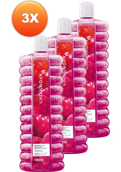 Senses Raspberry Delight Ahududu ve Frenk Üzümü Kokulu Banyo Köpüğü 1 Lt. Üçlü Set