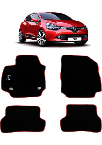 Renault Clio 4 2012-2019 Kırmızı Kenarlı Halı Paspas