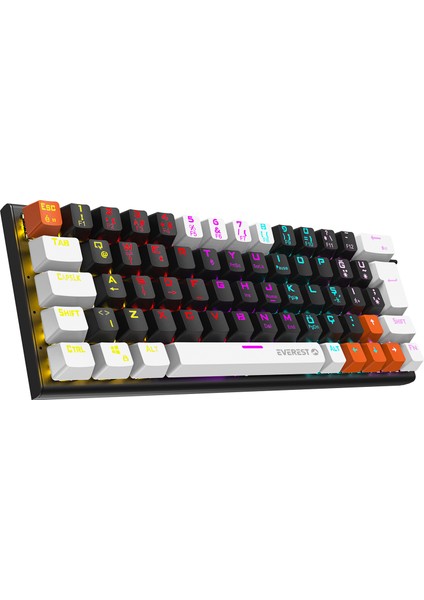 Parley Siyah/beyaz Rainbow Aydınlatmalı Türkçe Q Blue Switch Mekanik Gaming Oyuncu Klavyesi