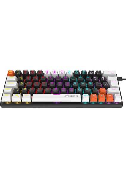 Parley Siyah/beyaz Rainbow Aydınlatmalı Türkçe Q Blue Switch Mekanik Gaming Oyuncu Klavyesi modelleri