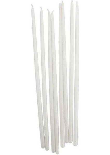 Vıp 35 cm 8 Pcs Church White Candles Beyaz Arınma Mumu 8 Adet Beyaz Ince Mum Beyaz Kilise Mumu