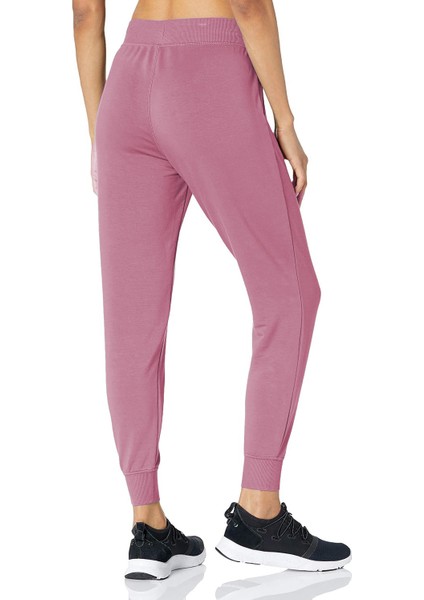 Outlet Bul Outletbul Kadın Pembe Renk Normal Bel Ribana Paça Slim Fit Eşofman Altı