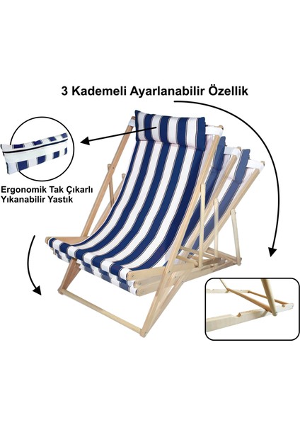 Ahşap Katlanır Şezlong Bahçe/balkon/teras/plaj 3 Kademe Ayarlı Balıkçı Tv Koltuğu Şezlong