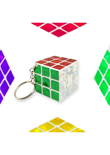 Metalik Zeka Küpü Mini Anahtarlık (Sabır Küpü) 3,5x3,5 cm Anahtarlık - 1 Adet