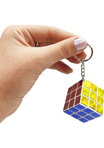 Metalik Zeka Küpü Mini Anahtarlık (Sabır Küpü) 3,5x3,5 cm Anahtarlık - 1 Adet