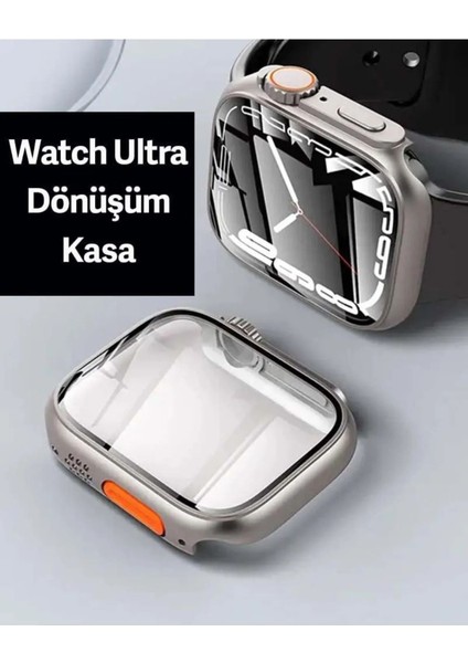 Apple Watch 41MM Için Uyumlu Apple Watch Ultra Dönüştürücü Kasa ve Ekran Koruyucu