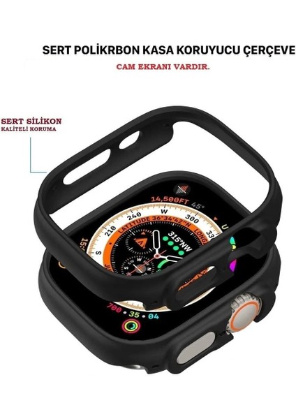 Apple Watch 8 Uyumlu Ultra 360 Tam Koruma (49 Mm) Pc Sert Ekran ve Kasa Koruyucu Kılıf modelleri