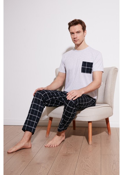 Ekoseli Regular Fit Kısa Kollu Pijama Takımı Erkek Pijama Takımı 6572002