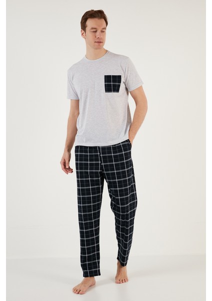 Ekoseli Regular Fit Kısa Kollu Pijama Takımı Erkek Pijama Takımı 6572002