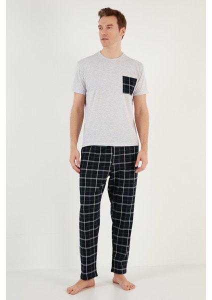 Ekoseli Regular Fit Kısa Kollu Pijama Takımı Erkek Pijama Takımı 6572002