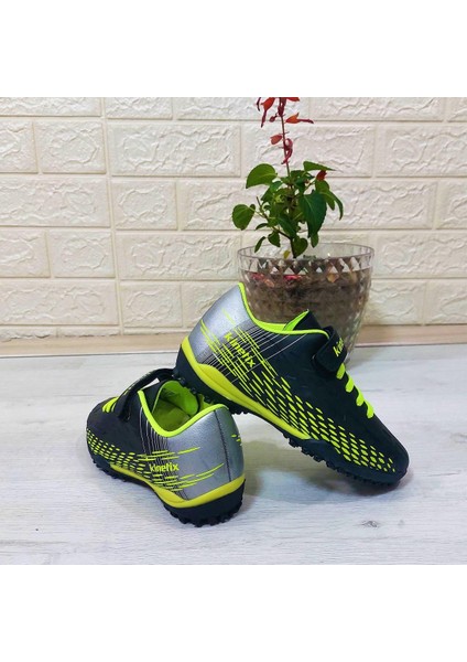 Breton J Turf Siyah-Neonsarı Cırtlı Halı Saha Futbol Ayakkabısı