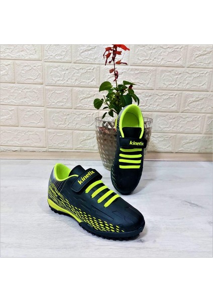 Breton J Turf Siyah-Neonsarı Cırtlı Halı Saha Futbol Ayakkabısı