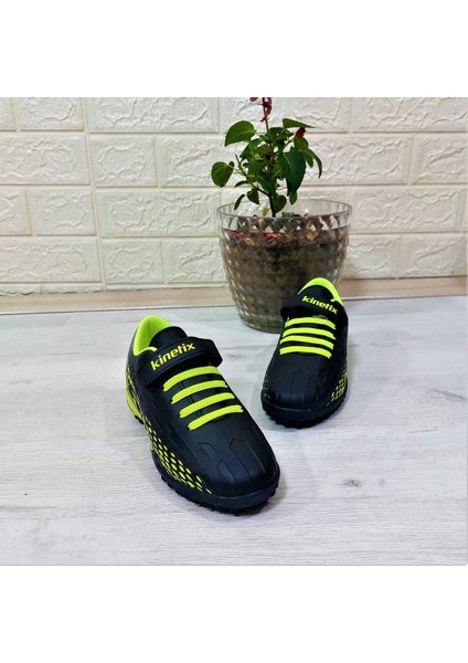 Breton J Turf Siyah-Neonsarı Cırtlı Halı Saha Futbol Ayakkabısı