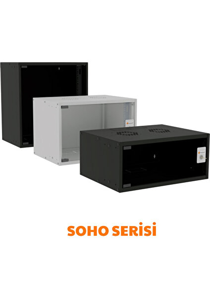 9u 19'' Soho Rack Kabinet, Siyah. Boyut 540MMX400MM (Demonte)