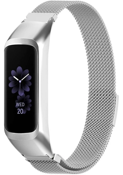 Samsung Galaxy Fit 2 R220 Uyumlu Metal Hasır Mıknatıslı Kordon Kayış