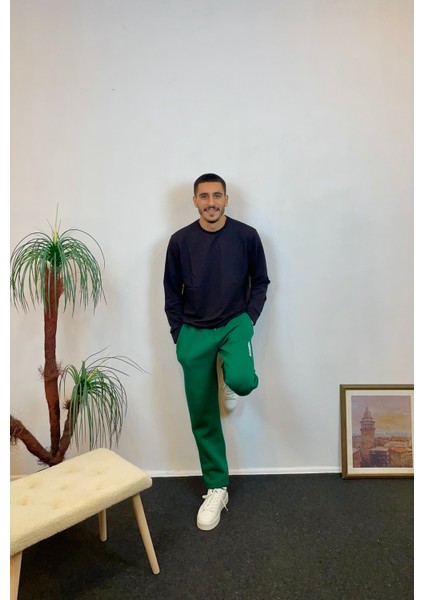 Erkek Içi Polarlı 3 Iplik Kalın Brooklyn Baskılı Eşofman Altı SPR24EA70