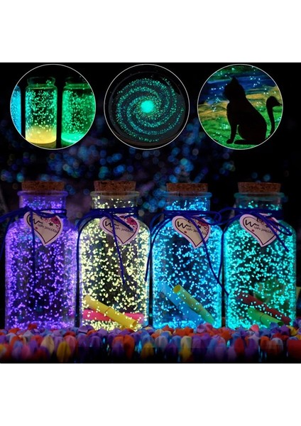 Sarı 9 Renk 10G Dıy Floresan Süper Parlak Parçacıklar Karanlıkta Parlayan Pigment Kum Tozu Parlayan Parlak Çakıl Gece Parlayan (Yurt Dışından)