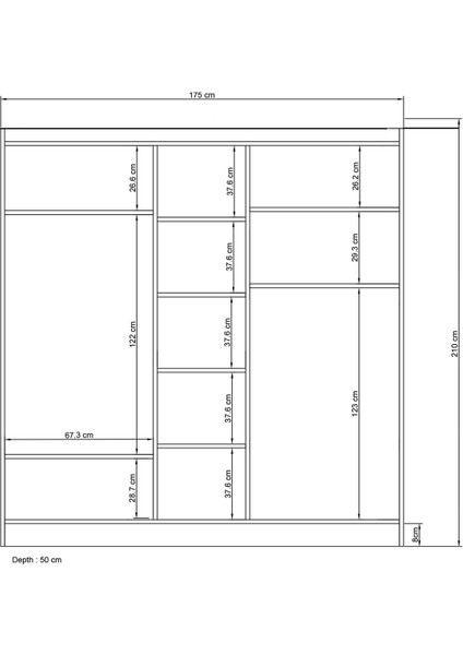 Sunroyal Concept Bahar 210CM 5 Kapak Gardırop