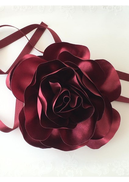 Kolye / Kumaş Büyük Gül Kolye ( 15 cm ) ( Bk5 )