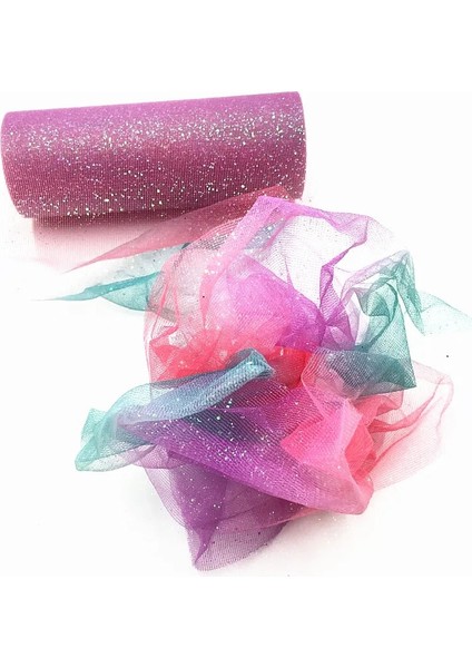 Rose-7.5cm 10Y Gökkuşağı Glitter Tül Rulo Masa Koşucu Sandalye Kanat Yay Tutu Etek Düğün Parti Hediye Şerit Unicorn Doğum Günü Dekorasyon (Yurt Dışından)