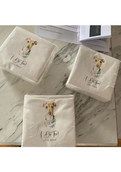 Kireç Peçeteler Tam Renkli Kişiselleştirilmiş Pet Düğün Kokteyl Peçeteleri, Özel Düğün Peçeteleri, Köpek Kokteyl Peçeteleri Düğün, Çift Monogram Düğün (Yurt Dışından)