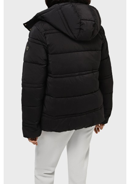 Logolu Çıkarılabilir Kapüşonlu Regular Fit Mont Kadın Mont 6RTB09 Tndaz 1200