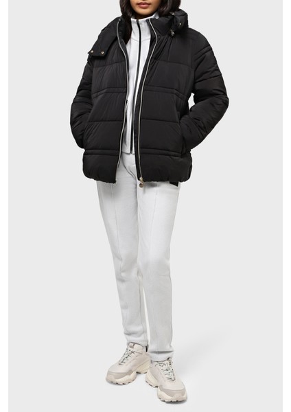 Logolu Çıkarılabilir Kapüşonlu Regular Fit Mont Kadın Mont 6RTB09 Tndaz 1200