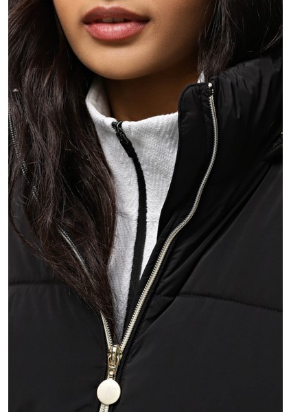 Logolu Çıkarılabilir Kapüşonlu Regular Fit Mont Kadın Mont 6RTB09 Tndaz 1200