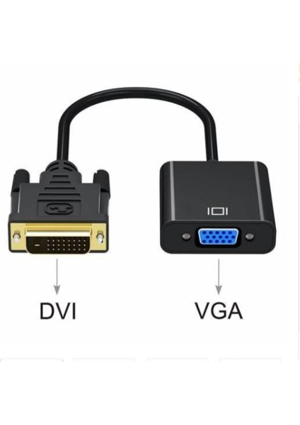 DVI - D (24+1) To VGA Aktif Dönüştürücü Çevirici Kablo Adaptör