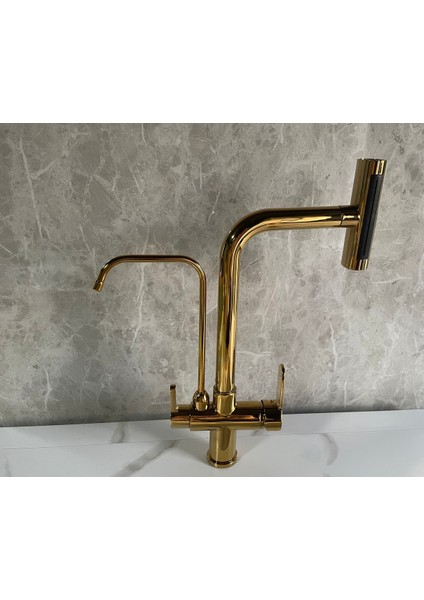 Mutfak Eviye Bataryası Dual Flow Arıtma Çıkışlı Duş Şelale 3 Fonksiyon Gold fiyatları