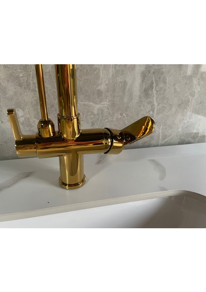 Mutfak Eviye Bataryası Dual Flow Arıtma Çıkışlı Duş Şelale 3 Fonksiyon Gold modelleri