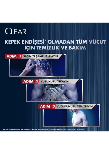 Men 3 in 1 Şampuan & Duş Jeli Ferahlatıcı Mentol Saç Yüz Vücut İçin 350 ml