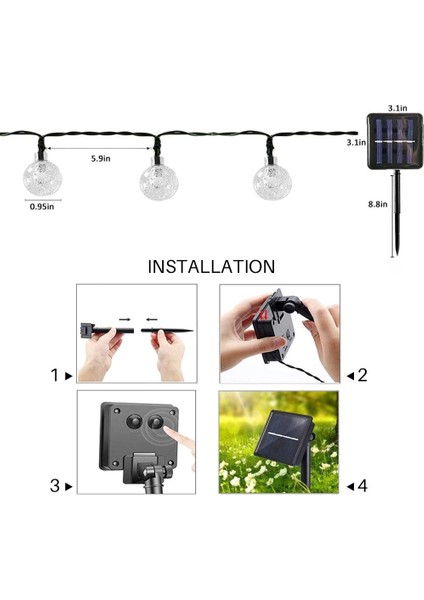 2 Adet Sekiz Fonksiyonlu Kabarcık Topu Fenerler LED Güneş Işığı Dize (Yurt Dışından)