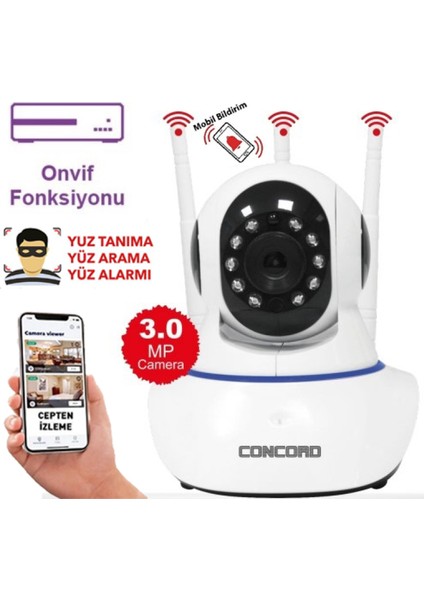 C-630 3.0mp 360 Wi-Fi Ip Kamera Türkçe Uygulamalı Bebek Kamerası Android Ios