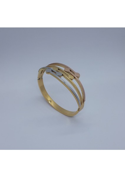 Gold -Gümüş- Rose Renk Özel Tasarım 316 L Stainless Steel Sevgiliye Özel Yandan Açılır Çelik Kelepçe [ Iç Çap Yatayda 60 mm Dikeyde 47 Mm.] modelleri