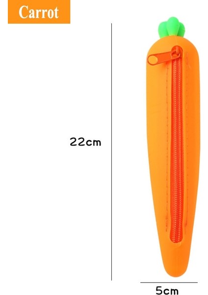Havuç Tarzı Büyük Kapasiteli Yumuşak Silikon Fermuar Kalem Kutusu Patlıcan Bezelye Mısır Sebze Meyve Çocuklar Okul Öğrenci Kalem Kırtasiye Saklama Çantası (Yurt Dışından)