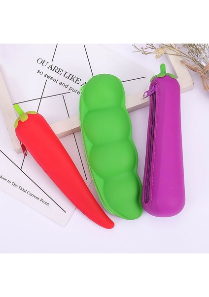 Havuç Tarzı Büyük Kapasiteli Yumuşak Silikon Fermuar Kalem Kutusu Patlıcan Bezelye Mısır Sebze Meyve Çocuklar Okul Öğrenci Kalem Kırtasiye Saklama Çantası (Yurt Dışından) fırsatları