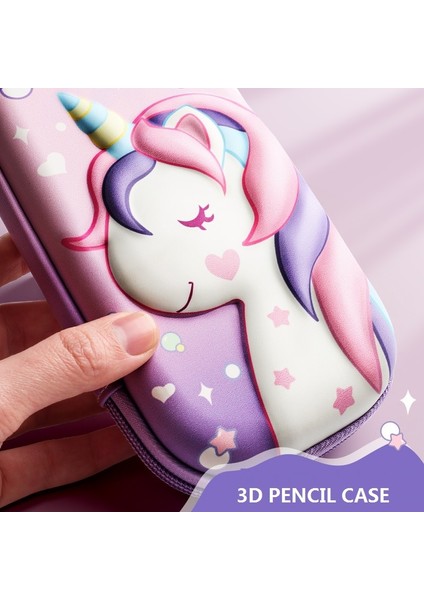 Tek Boynuzlu At Ay Küçük Stil Unicorn Kalem Kutusu 3D Eva Kabartma Kalemler Kutusu Kırtasiye Cetvel Kılıfı Okul Kız Için Silgi Tutucu Hediye Çantası Sevimli Organizatör Pembe (Yurt Dışından) modelleri