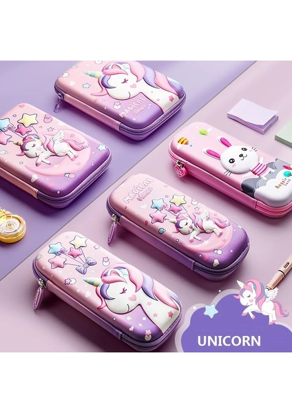 Tek Boynuzlu At Ay Küçük Stil Unicorn Kalem Kutusu 3D Eva Kabartma Kalemler Kutusu Kırtasiye Cetvel Kılıfı Okul Kız Için Silgi Tutucu Hediye Çantası Sevimli Organizatör Pembe (Yurt Dışından) fırsatları